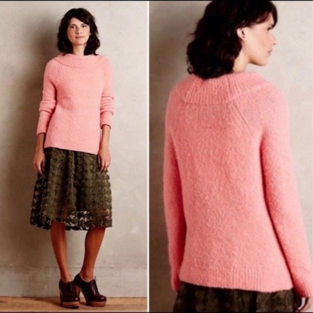 Anthropologie Moth Pink Wool Sweater Size Small